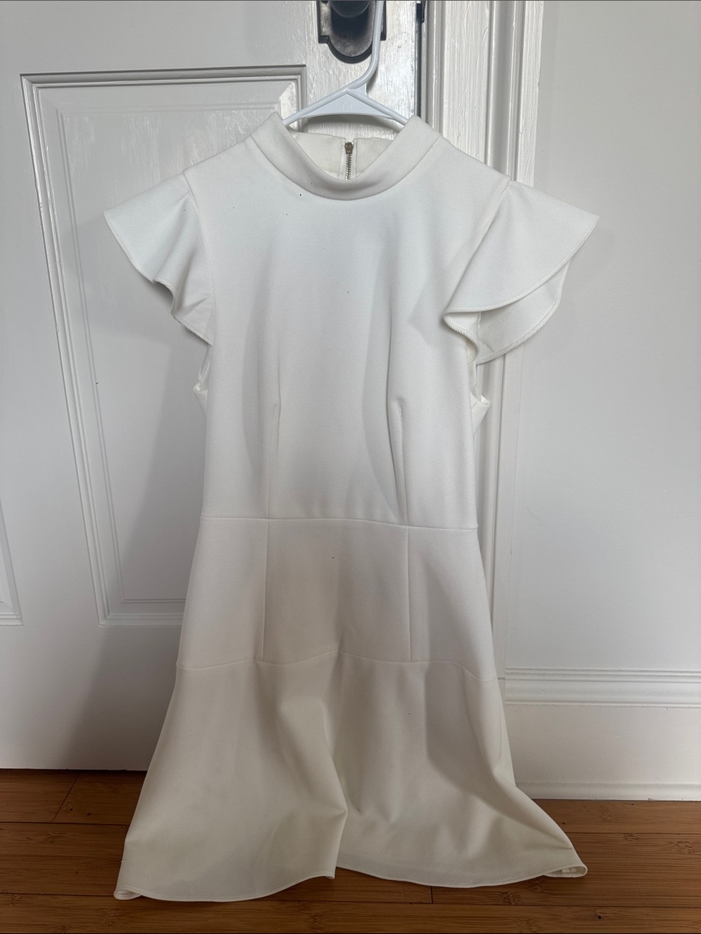 Rachel Zoe White Ruffle Sleeve Fit & Flare Dress